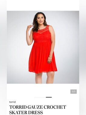 Torrid NEW Dress Gauze Crochet Skater Dress NWT size 18